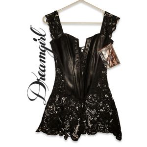 Dreamgirl Beyonce Faux Leather and Venice Lace Corset